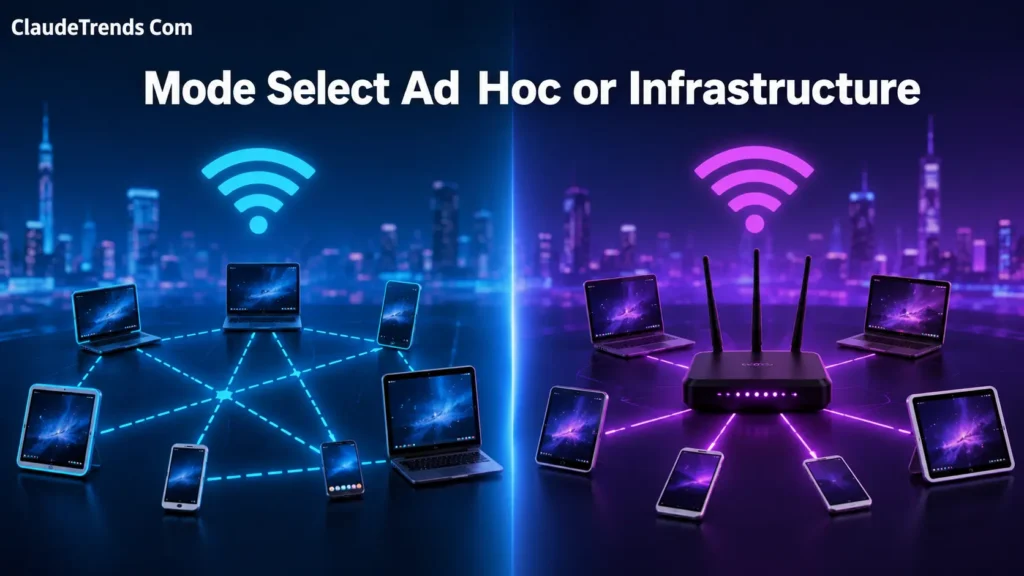 Mode Select Ad Hoc or Infrastructure